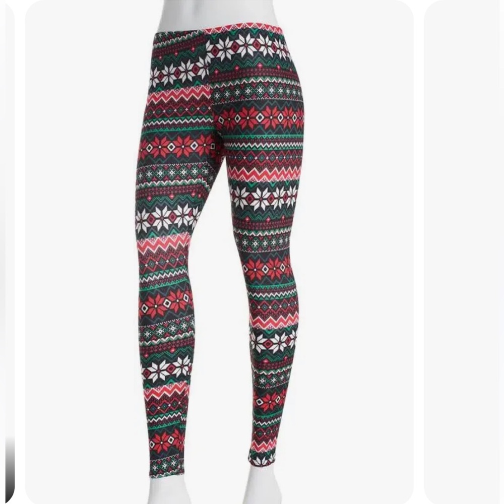 NWT! Derek Heart Christmas Leggings. Women’s Junior Size Med Pattern:Fair Aisle